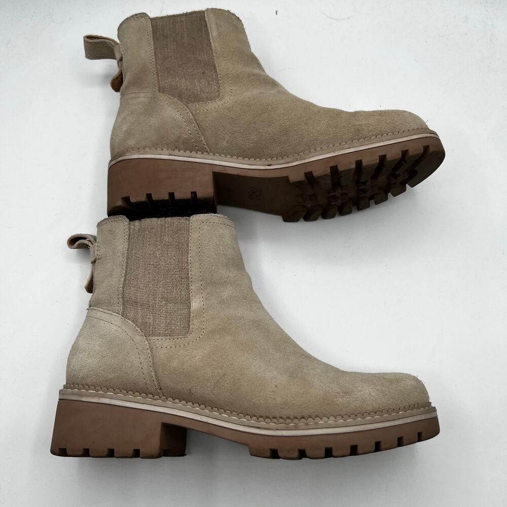 Crown Vintage Light Tan Suede Pull On Chelsea Boots Size 8 - Picture 5 of 8